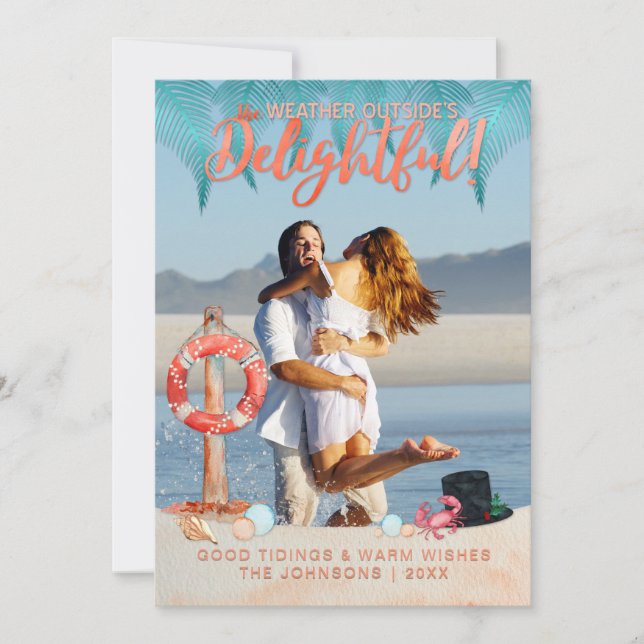 Tropiska Helgdagar jul i Florida Photo Julkort (Framsida)