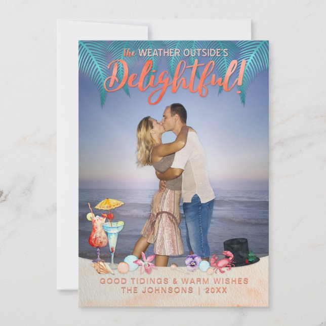 Tropiska Helgdagar jul i Florida Photo Julkort (Framsida)