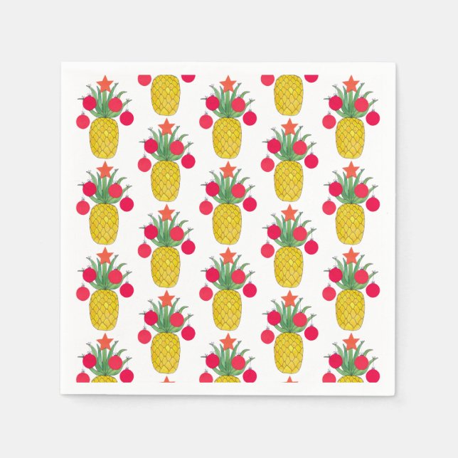 Tropiska Helgdagar Pineapple Napkin Pappersservett (Framsidan)