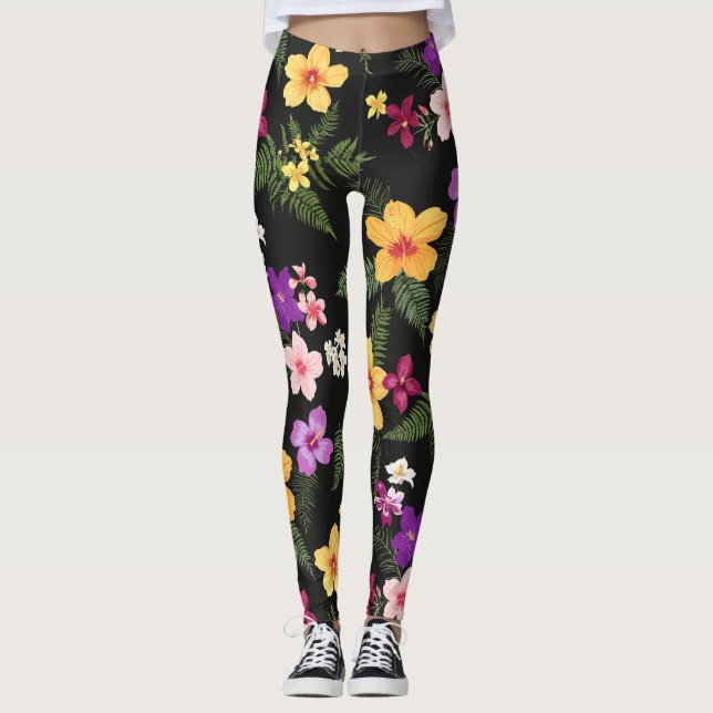 Tropiska Hibiscus Blommigt Ultra Leggings (Framsida)