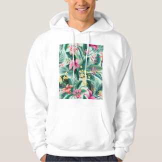 Tropiska Hibiscus: Blommigt utan sjölösa Mönster Hoodie