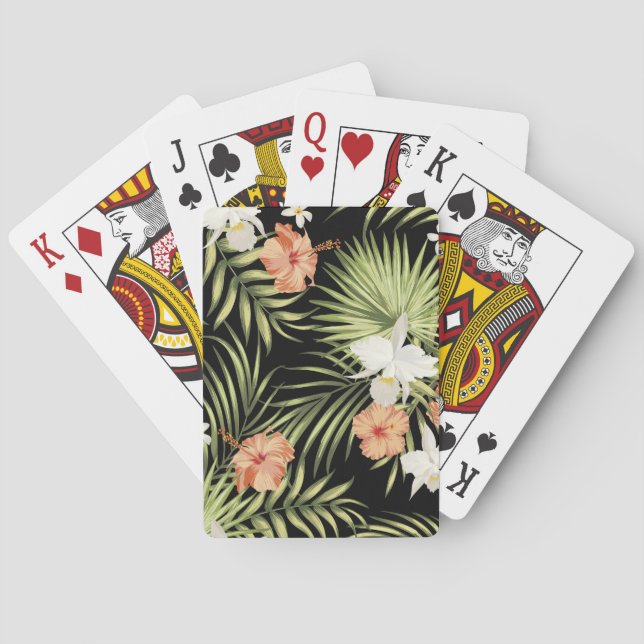 Tropiska Hibiscus: Blommönstret Vintage Casinokort (Baksidan)