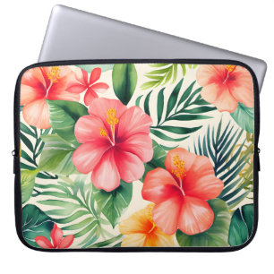 Tropiska hibiscus Flower Mönster Laptop Fodral