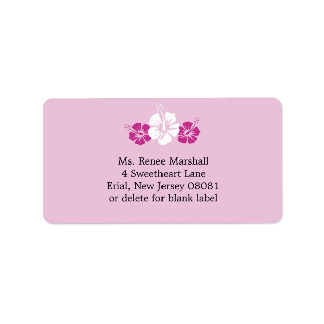 Tropiska Hibiscus Flowers Adressetikett (Framsidan)