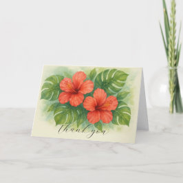 Tropiska Hibiscus Flowers Bröllop Tack Kort