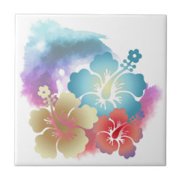 Tropiska Hibiscus Flowers Ceramic Tile Färg Kakelplatta