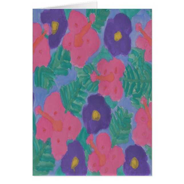 Tropiska Hibiscus Flowers Hälsningskort (Framsidan)