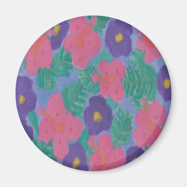 Tropiska Hibiscus Flowers Magnet (Framsidan)