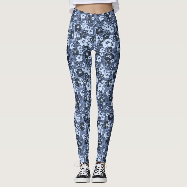 Tropiska Hibiscus Flowers Yoga Running Exercise Leggings (Framsida)
