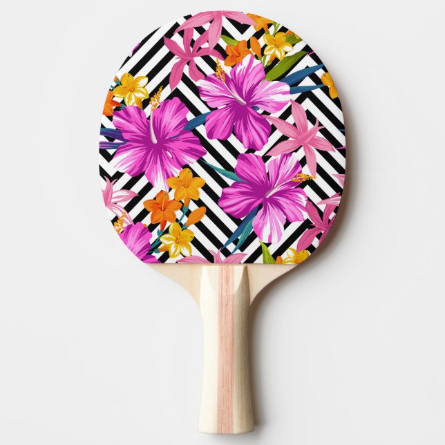 Tropiska hibiscus, handflatan löv, geometriska. pingisracket (Framsidan)
