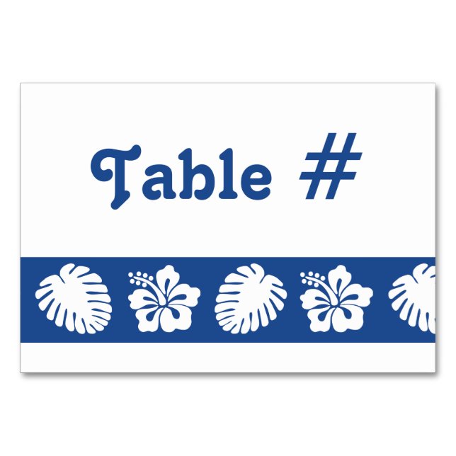 Tropiska Hibiscus i blått Bord-kort Bordsnummer (Framsidan)