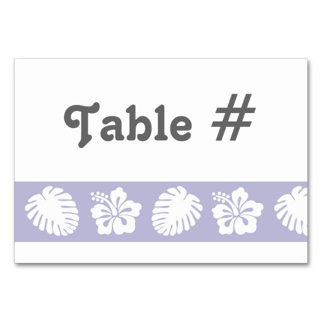 Tropiska Hibiscus i Lavender Bord Card Bordsnummer (Framsidan)
