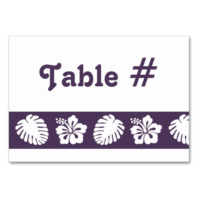 Tropiska Hibiscus i Lila Bord Card Bordsnummer (Framsidan)
