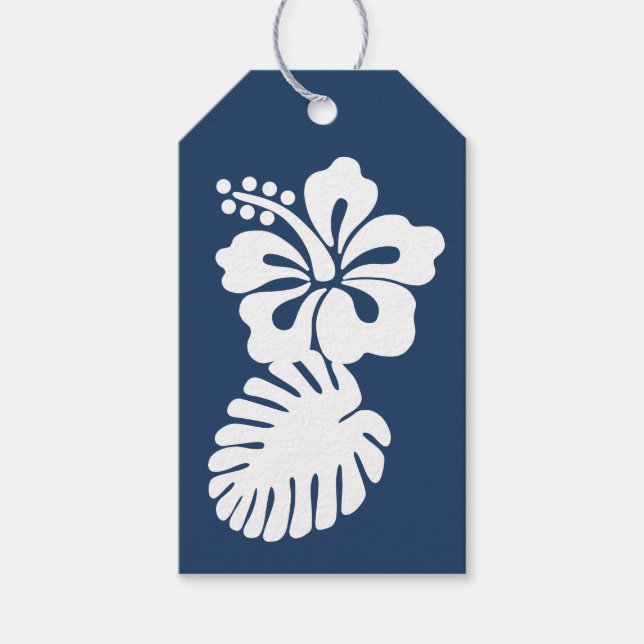 Tropiska Hibiscus i Märkrn av flottgåva Presentetikett (Framsidan)