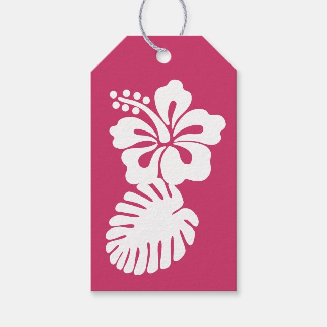 Tropiska Hibiscus i Märkrn för hallongåvor Presentetikett (Framsidan)