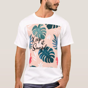Tropiska Hibiscus och Monstera Löv Mönster T Shirt