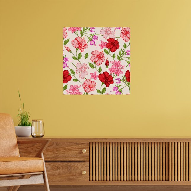Tropiska Hibiscus och Plumeria-Blommönstret Poster (Skapare uppladdad)