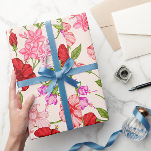 Tropiska Hibiscus och Plumeria-Blommönstret Presentpapper