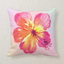Tropiska Hibiscus på Rosa Gult Aqua Ombre Blommigt