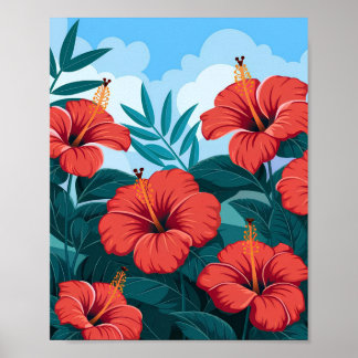 Tropiska Hibiscus Poster - Färgblomma