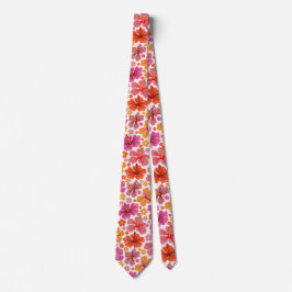 Tropiska hibiscus - rosa och orange slips