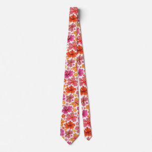 Tropiska hibiscus - rosa och orange slips