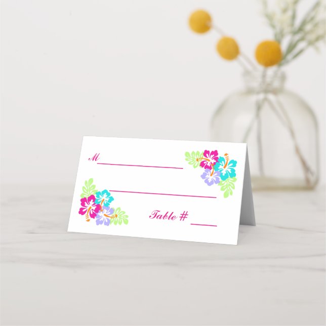 Tropiska Hibiscus - Skortkort Placeringskort (Framsida)