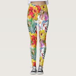 Tropiska Hibiscus Sommar i Mönster Leggings