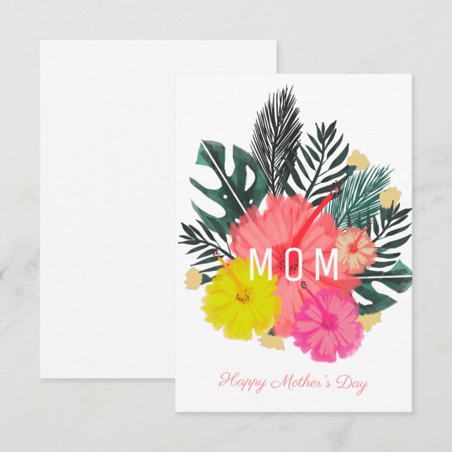Tropiska Hisbiscus Blommor Mors Dag  Kort (Fram/baksida)