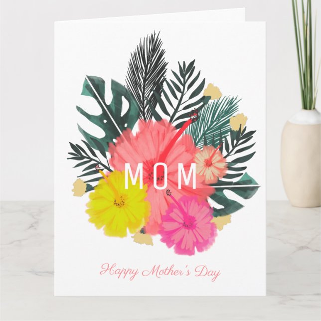 Tropiska Hisbiscusblommor Mors Dag-kort Kort (Framsida)