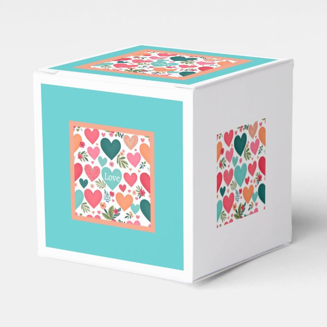 Tropiska hjärtan och blommor Alla hjärtans dag Presentaskar (Framsidan Sidan)