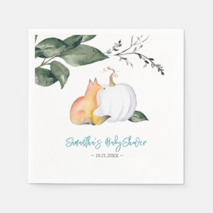 Tropiska hösten Fox och vita knumpkin Napkins Pappersservett