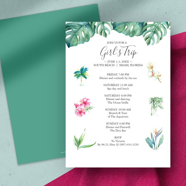 Tropiska inbjudningar från Bachelorette-partiet -  (bachelorette party invitations Miami or Palm Springs tropical )