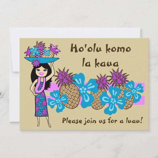 Tropiska inbjudningar till ananas Luau (Framsida)