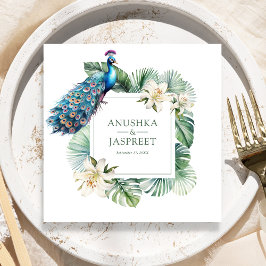 Tropiska indiska Peacock Blommigt Bröllop Pappersservett
