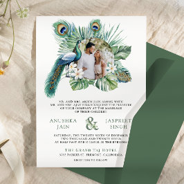 Tropiska indiska Peacock-Blommigten i ett Bröllop Inbjudningar