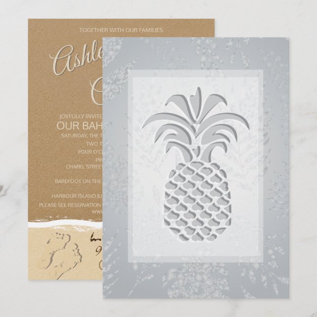 Tropiska invigningar av ananas inbjudningar (Fram/baksida)