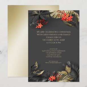 Tropiska julen Black Guld Crimson Foliage Inbjudningar