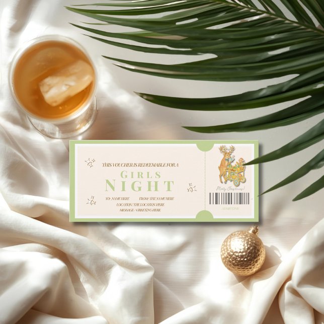 Tropiska Julflickor Nattkupong Kort (Tropical Christmas Girls Night Voucher Card)