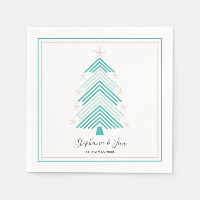 Tropiska Julgran Rosa Starfish Party Pappersservett (Framsidan)