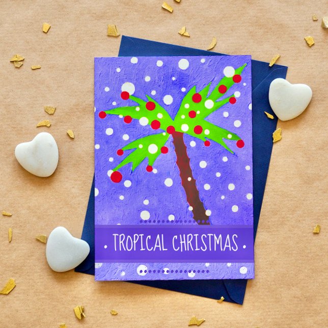 Tropiska Julgran-snö-punkter God jul Helg Vykort (Skapare uppladdad)