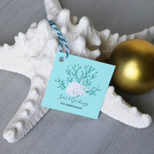 Tropiska julklapp Aqua Blue Gift Gåvor Etiketter