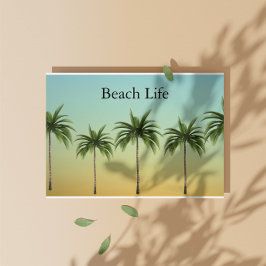 Tropiska julpalmer Strandliv Solnedgång Helgkort