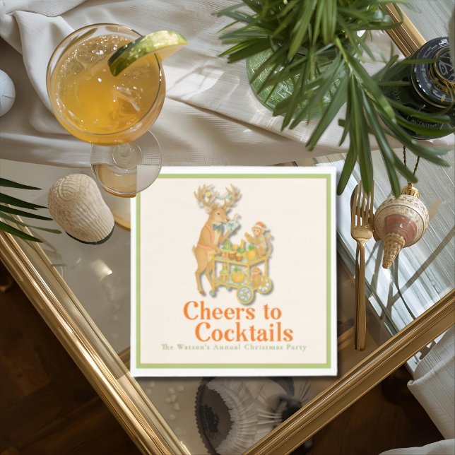 Tropiska julturer till Cocktails Pappersservett (Tropical Christmas Cheers to Cocktails Napkins)