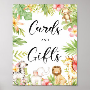 Tropiska jungle Animals Vild Cards and Gifts-tecke Poster