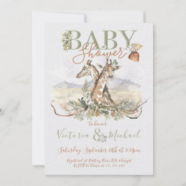 Tropiska jungle Giraffe Baby Shower-inbjudningar Inbjudningar
