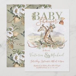 Tropiska jungle Giraffe Baby Shower-inbjudningar Inbjudningar