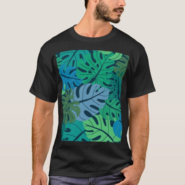 Tropiska jungle Handflatan utan sjölösa Mönster T Shirt (Framsida)