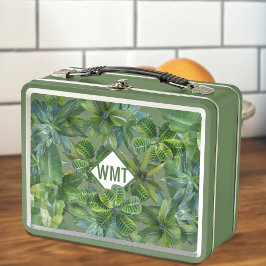 Tropiska jungle Modern Monogram Metall Lunch Box
