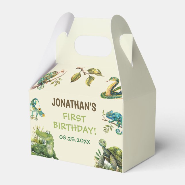 Tropiska Jungle Reptile Barns födelsedag Party Presentaskar (Framsidan Sidan)